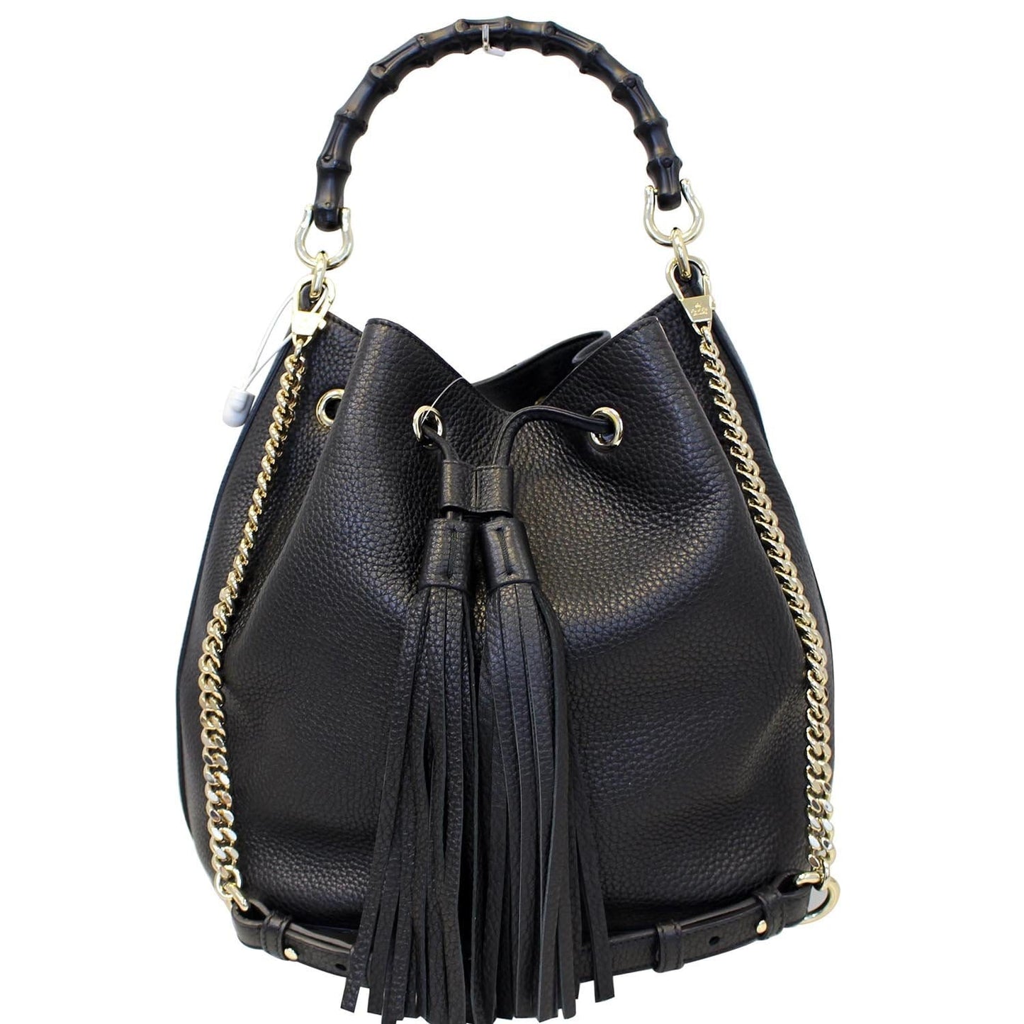 Gucci Miss Bamboo Bucket Shoulder Handbag Leather Black Shoulder Bag