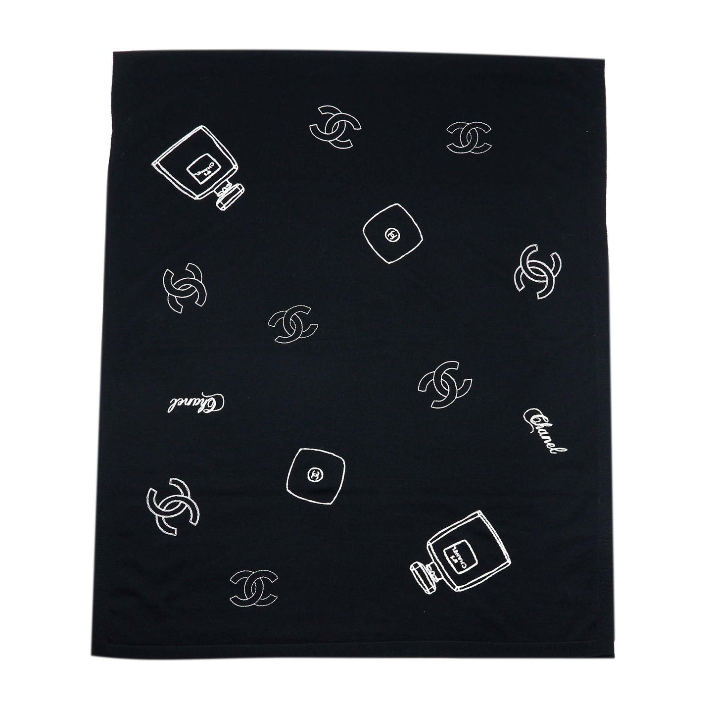 Chanel 21s Scarf Wool Black White