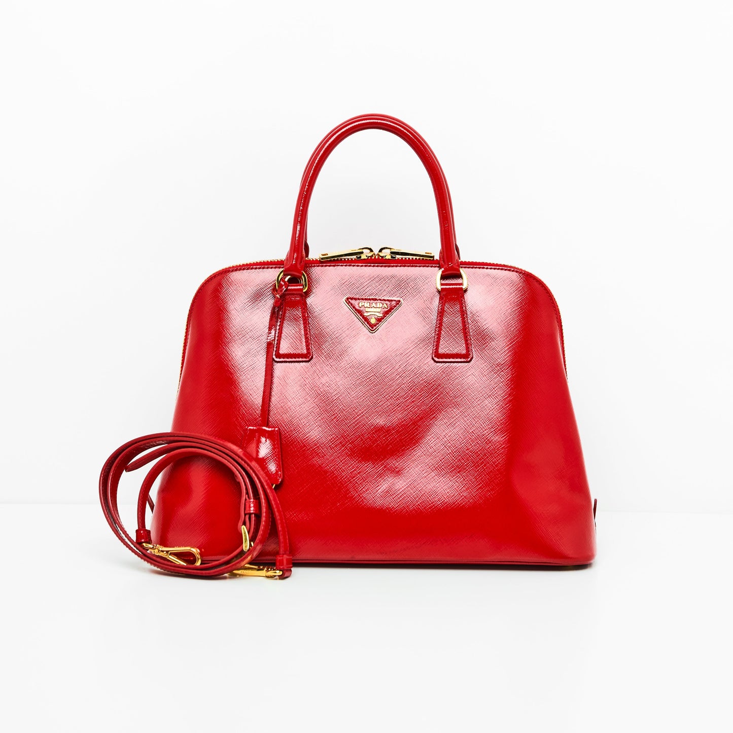 Prada Promenade Satchel In Saffiano Red Satchel Bag