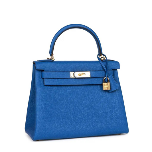 Gucci Hermes Kelly Retourne Togo Bleu France Hardware Gold Travel Bag