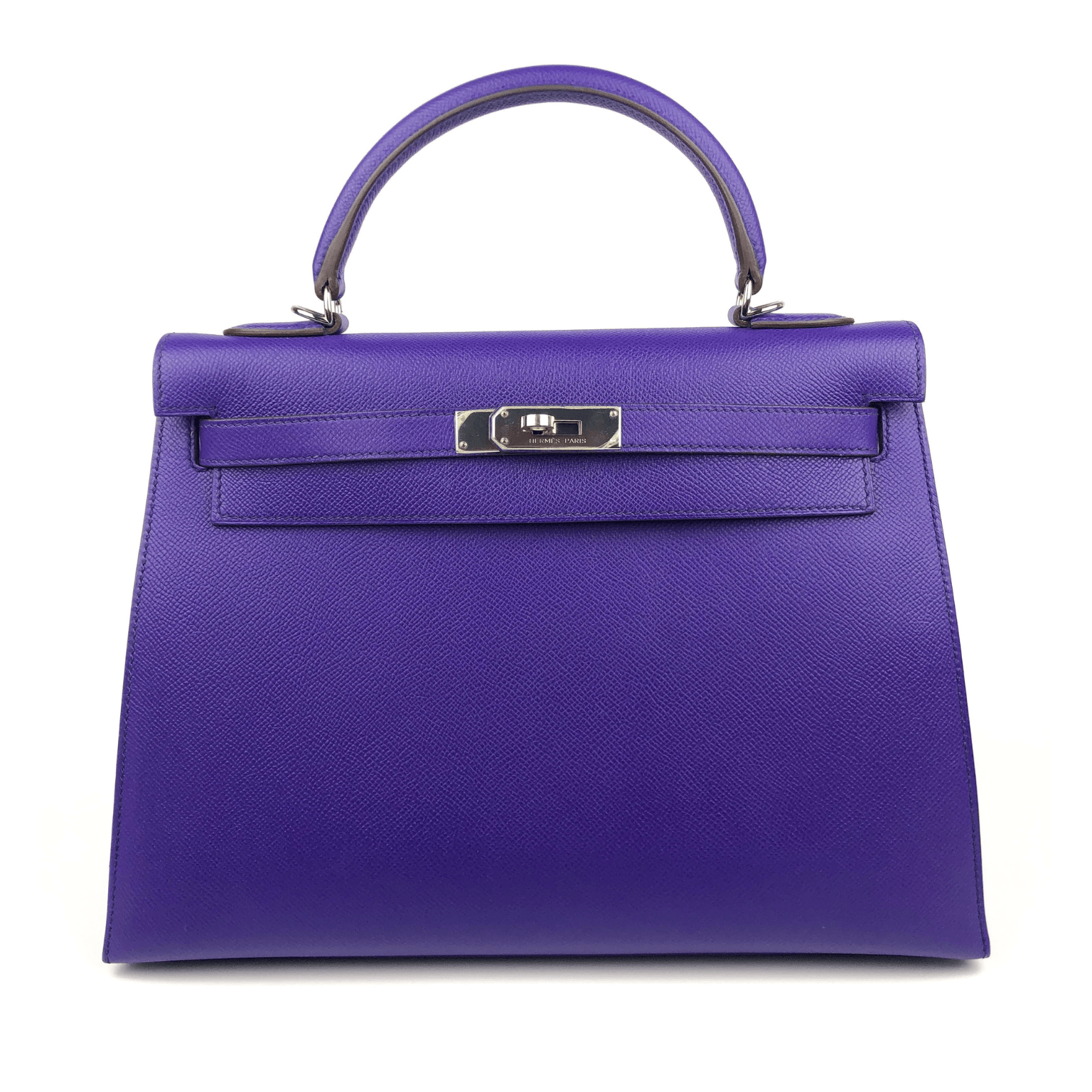 Hermes Violet Epsom Sellier Kelly W Palladium Hardware Handbag Travel Bag