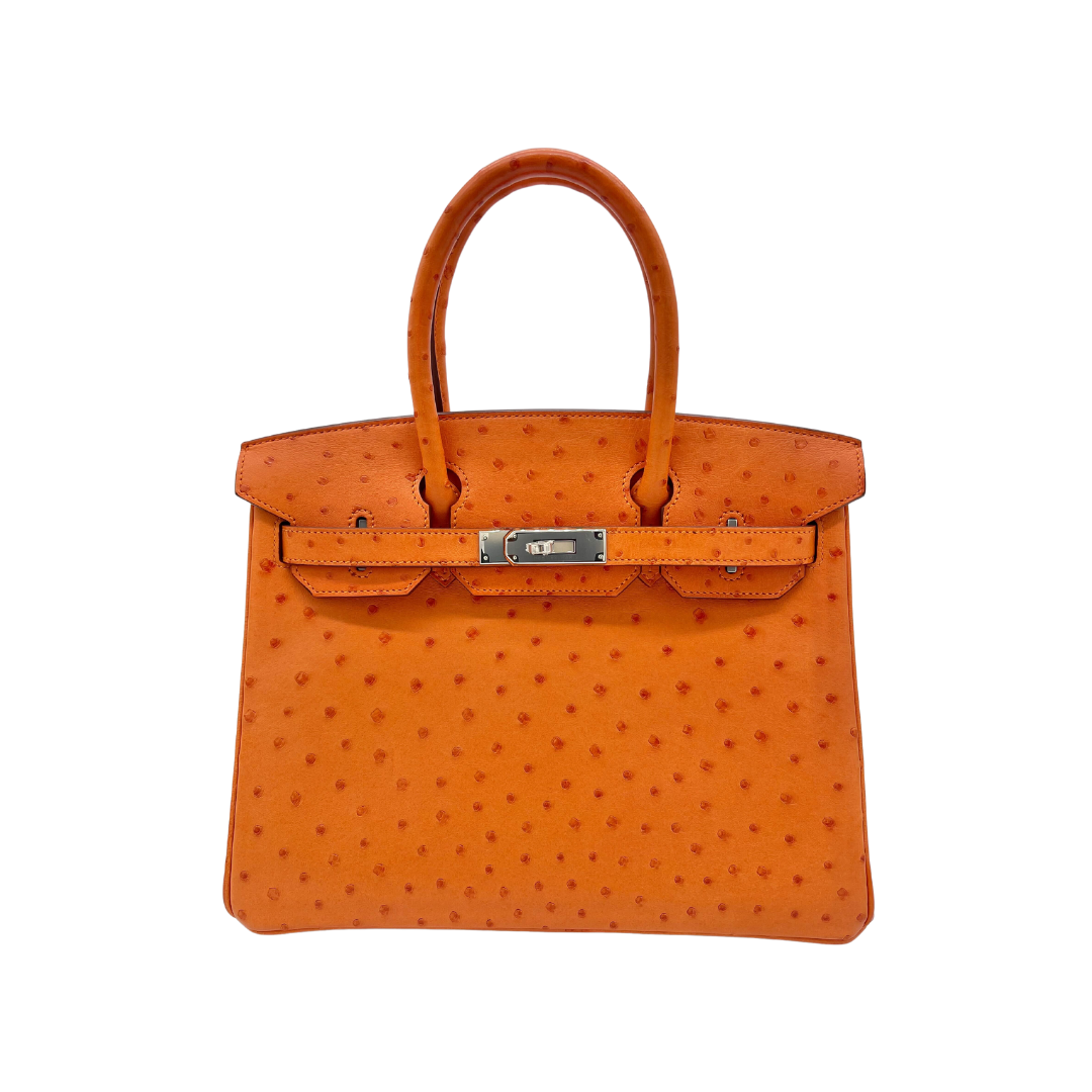 Gucci Hermes Birkin Ostrich 5K Tangerine Palladium Hardware Handbag Travel Bag