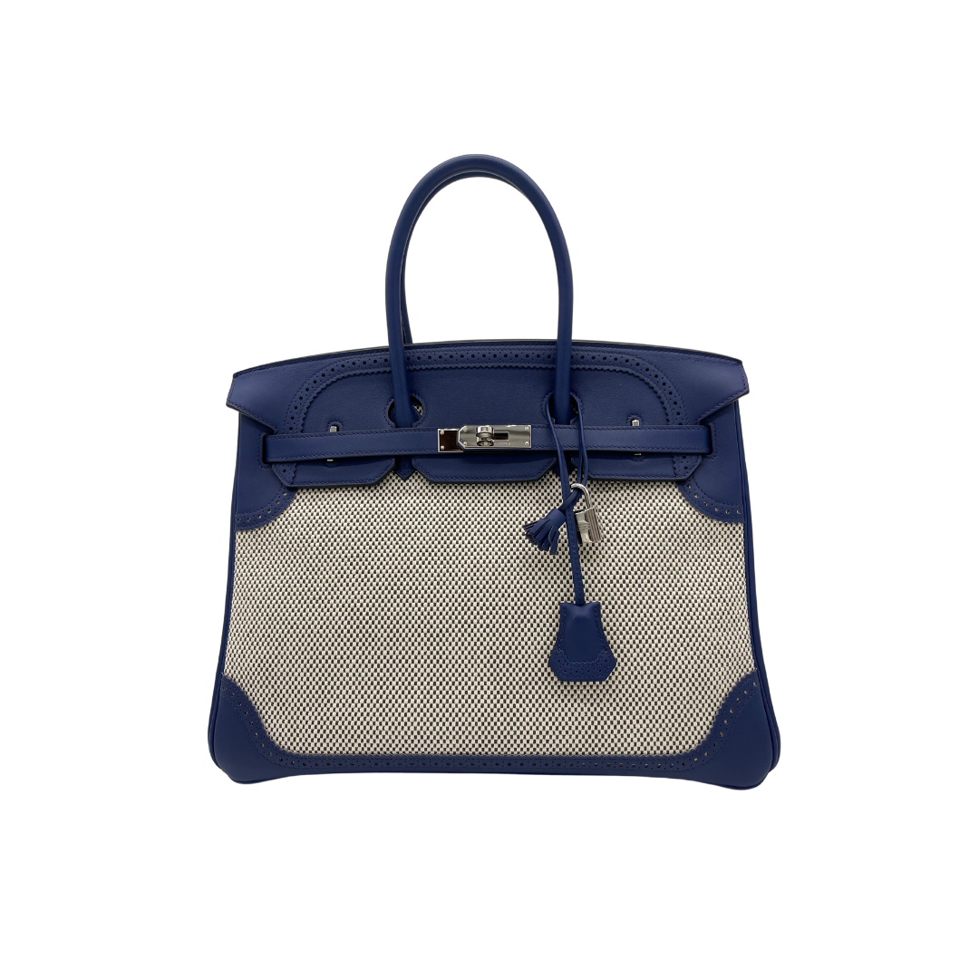Gucci Hermes Birkin Bleu De Prusse Palladium Hardware Handbag Canvas Travel Bag