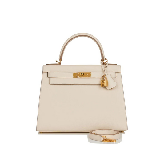 Gucci Hermes Kelly Sellier Epsom Craie Hardware Handbag Gold Travel Bag