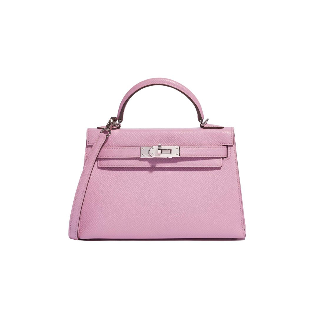 Gucci Hermes Kelly Epsom Mauve Sylvestre Palladium Hardware Handbag Mini Travel Bag