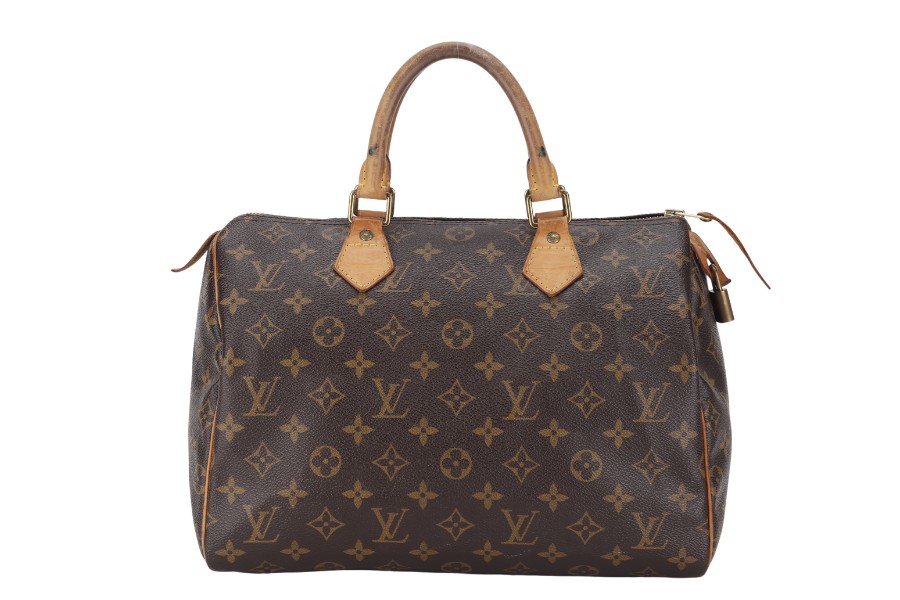 LOUIS VUITTON SPEEDY 30 MONOGRAM CANVAS GOLD HARDWARE WITH PADLOCK, NO KEYS & DUST COVER