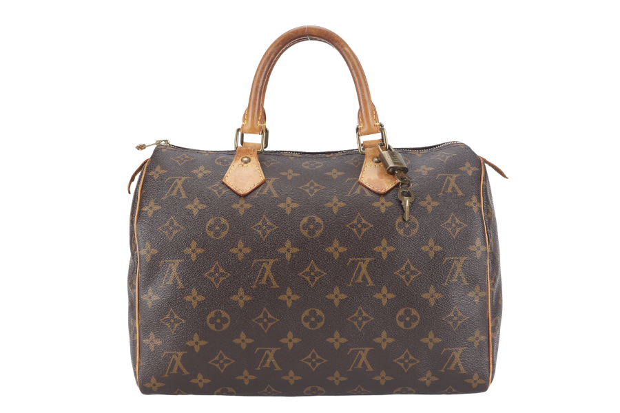 LOUIS VUITTON SPEEDY 30 MONOGRAM CANVAS GOLD HARDWARE WITH PADLOCK & KEYS