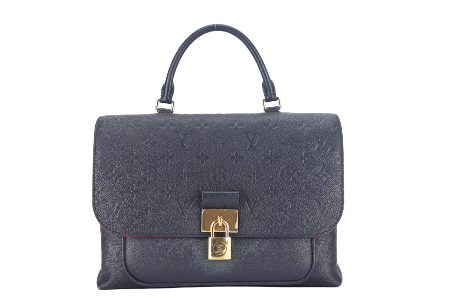 LOUIS VUITTON MARIGNAN BLUE MONOGRAM EMPREINTE LEATHER GOLD HARDWARE WITH STRAPS AND DUST COVER