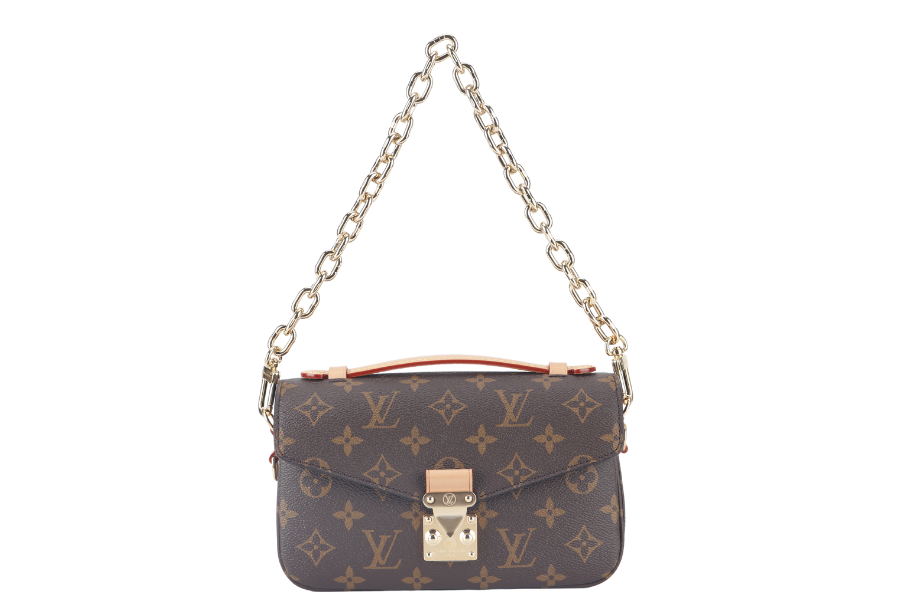 LOUIS VUITTON POCHETTE METIS (M46279) EAST WEST MONOGRAM WITH STRAPS, CHAIN, DUST COVER AND BOX