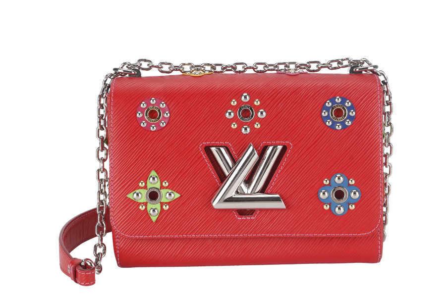 LOUIS VUITTON TWIST LIMITED EDITION MECHANICAL FLOWERS BAG MM RED EPI LEATHER SILVER HARDWARE WITH DUST COVER