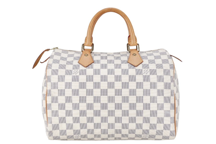 LOUIS VUITTON SPEEDY 30 DAMIER AZUR CANVAS GOLD HARDWARE WITH DUST COVER