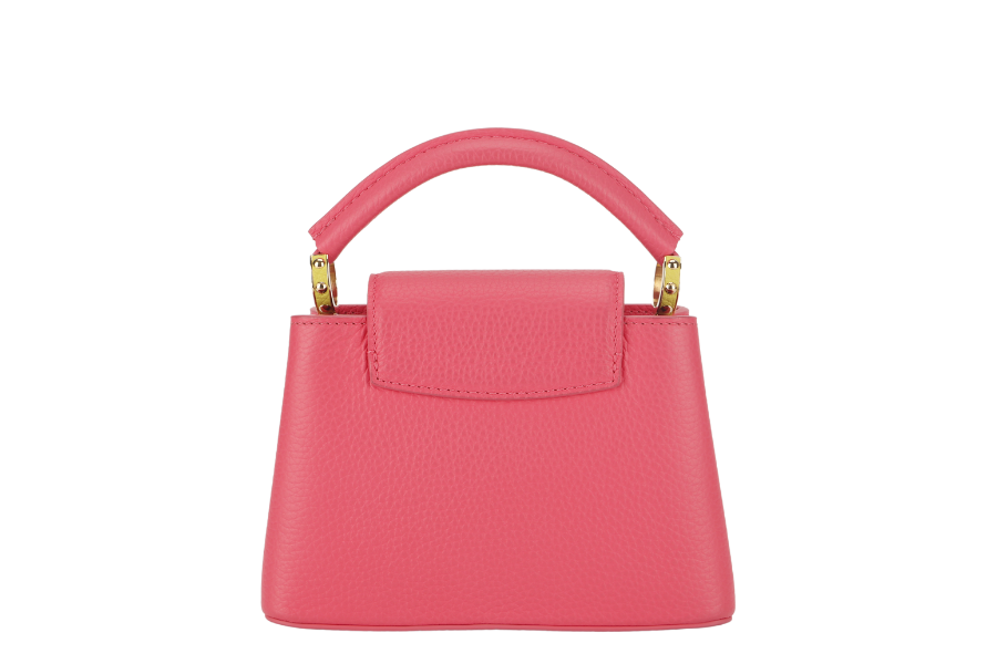 LOUIS VUITTON MINI CAPUCINES (M59440) PINK-LIME TAURILLON LEATHER GOLD HARDWARE MICROCHIP WITH STRAP, DUST COVER AND BOX