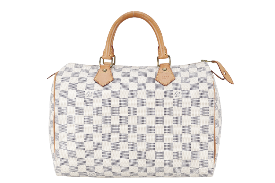 LOUIS VUITTON SPEEDY 30 DAMIER AZUR CANVAS GOLD HARDWARE WITH DUST COVER