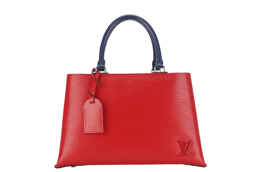 LOUIS VUITTON KLEBER PM RED EPI LEATHER SILVER HARDWARE WITH STRAPS AND DUST COVER