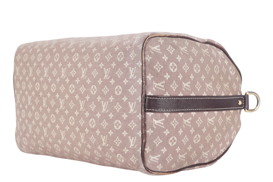LOUIS VUITTON SPEEDY BANDOULIERE 30 MINI LIN CANVAS GOLD HARDWARE WITH DUST COVER, STRAPS,  LOCK AND KEYS