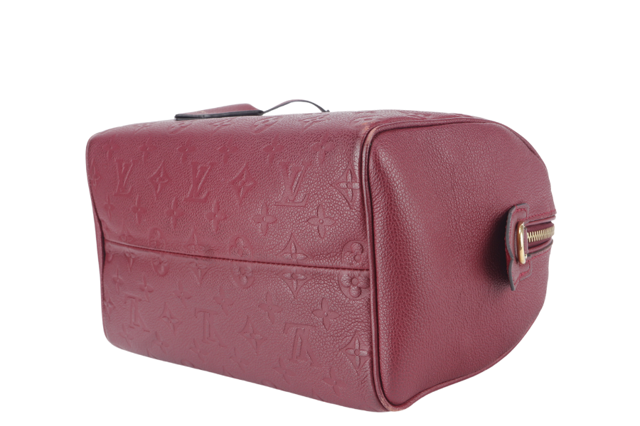 LOUIS VUITTON SPEEDY BANDOULIERE 25 (M44145) BURGUNDY MONOGRAM EMPREINTE GOLD HARDWARE WITH STRAPS, LOCK AND KEYS