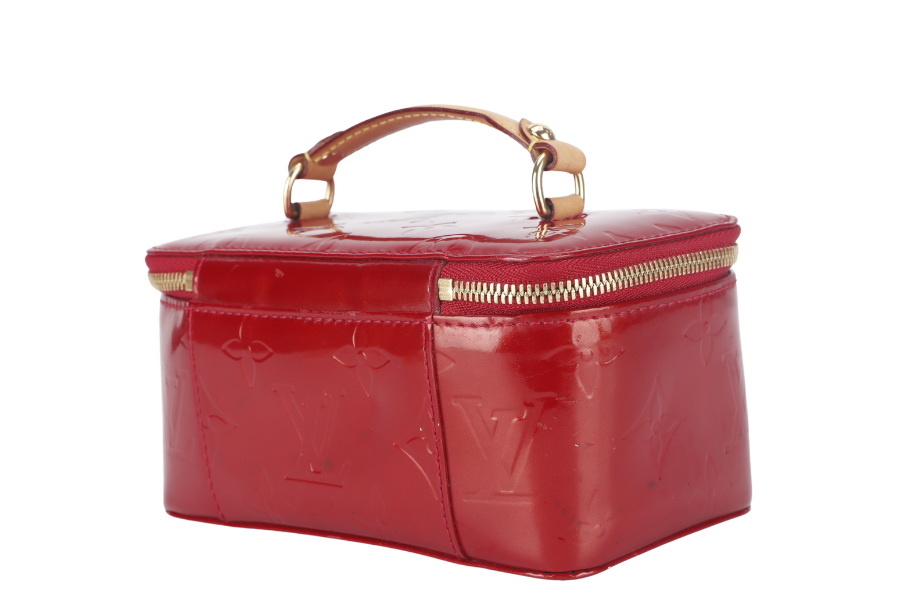 LOUIS VUITTON JEWELRY CASE (M91273) RED MONOGRAM VERNIS WITH DUST COVER