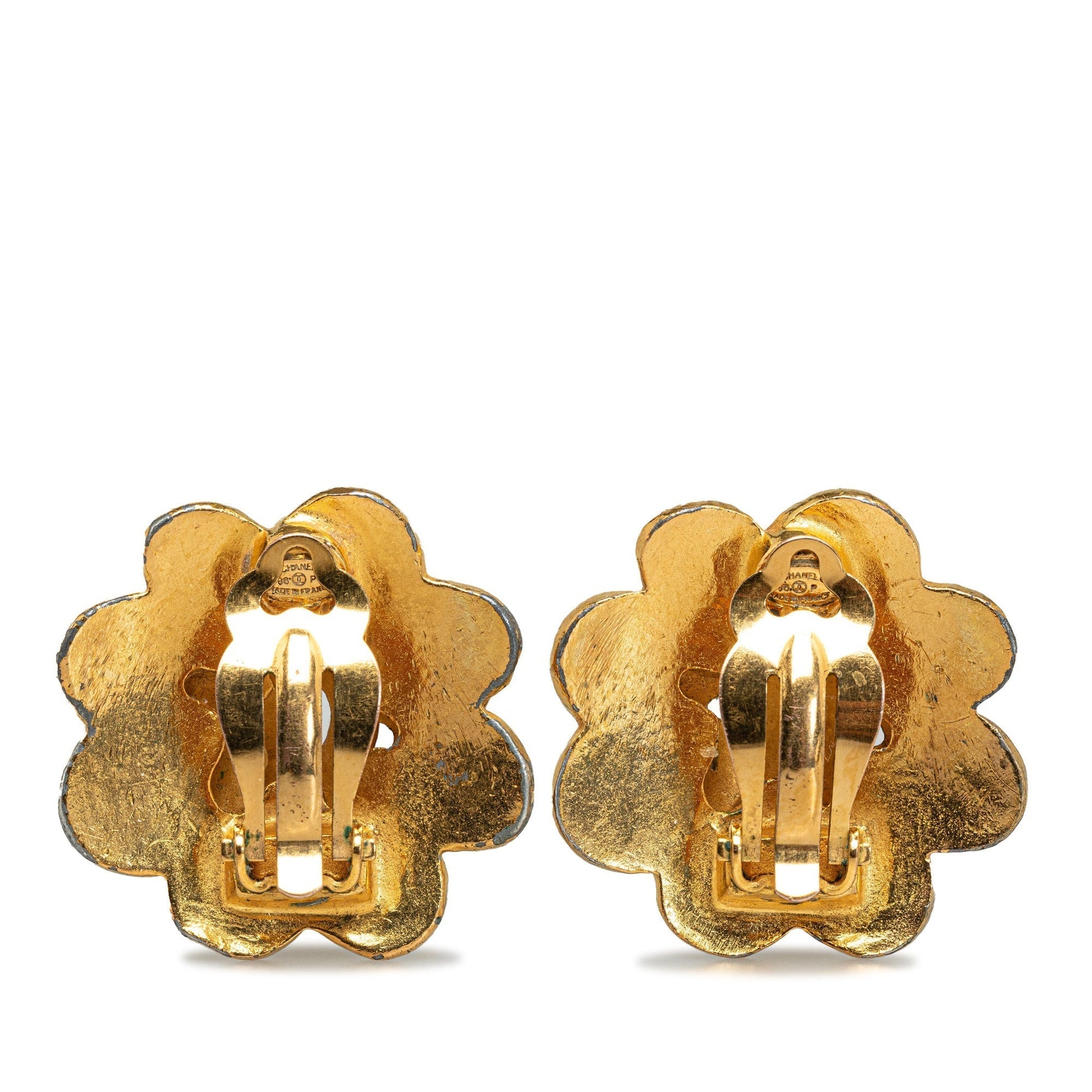 CHANEL CC Flower Clip on Earrings Costume Earrings