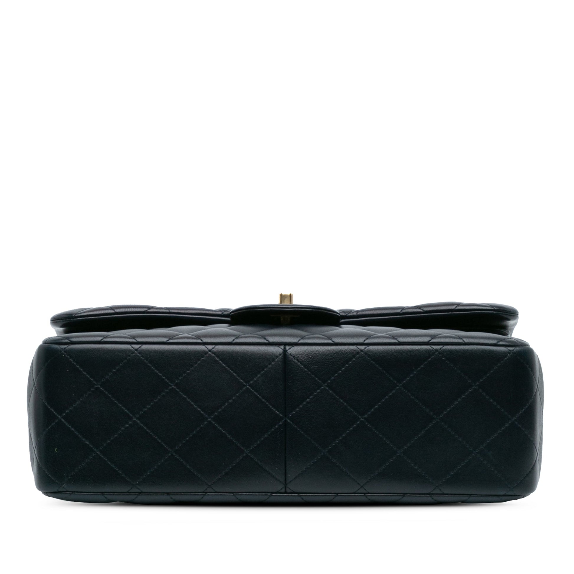 Blue Chanel Jumbo Classic Lambskin Double Flap Shoulder Bag