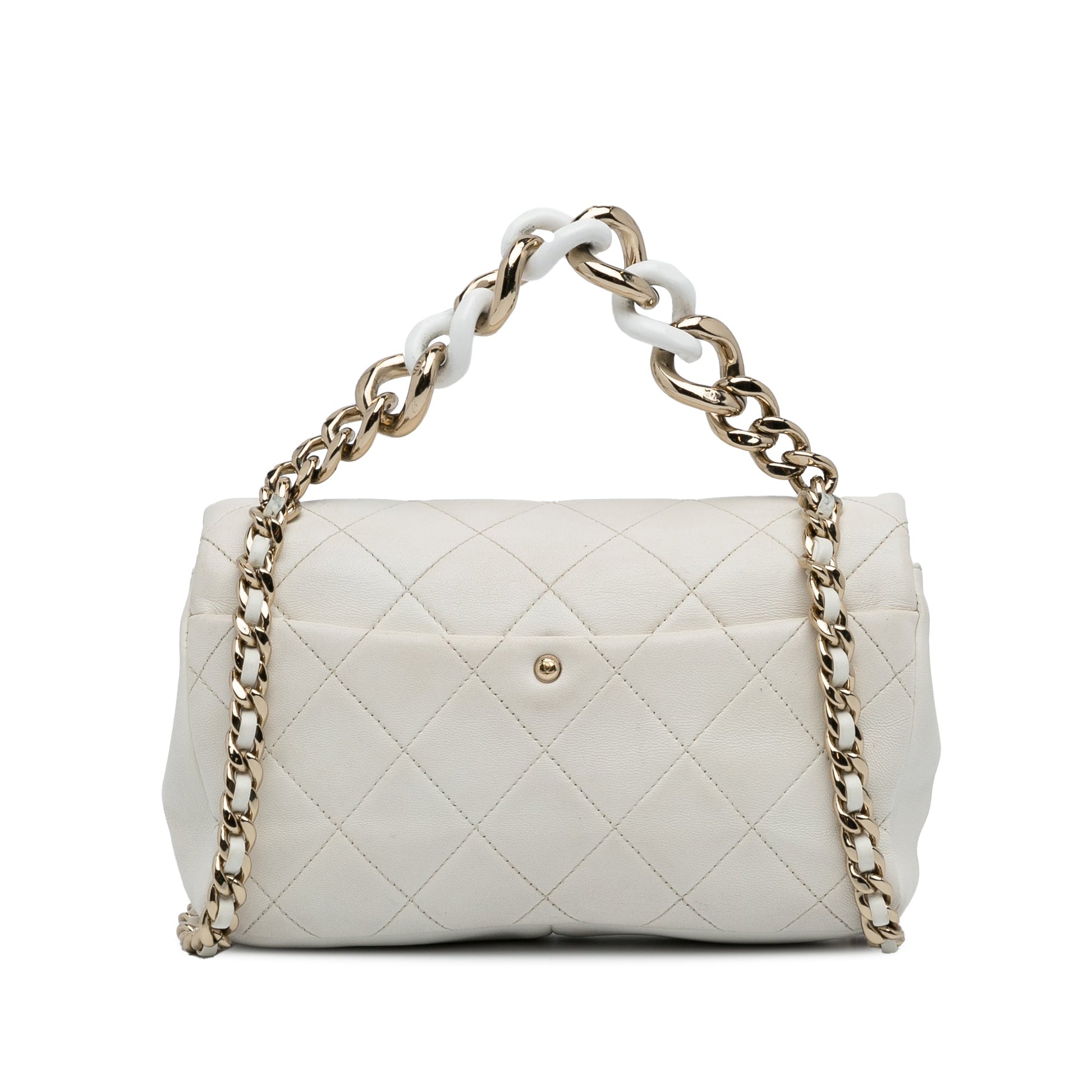 White Chanel Small Elegant Chain Single Flap Satchel