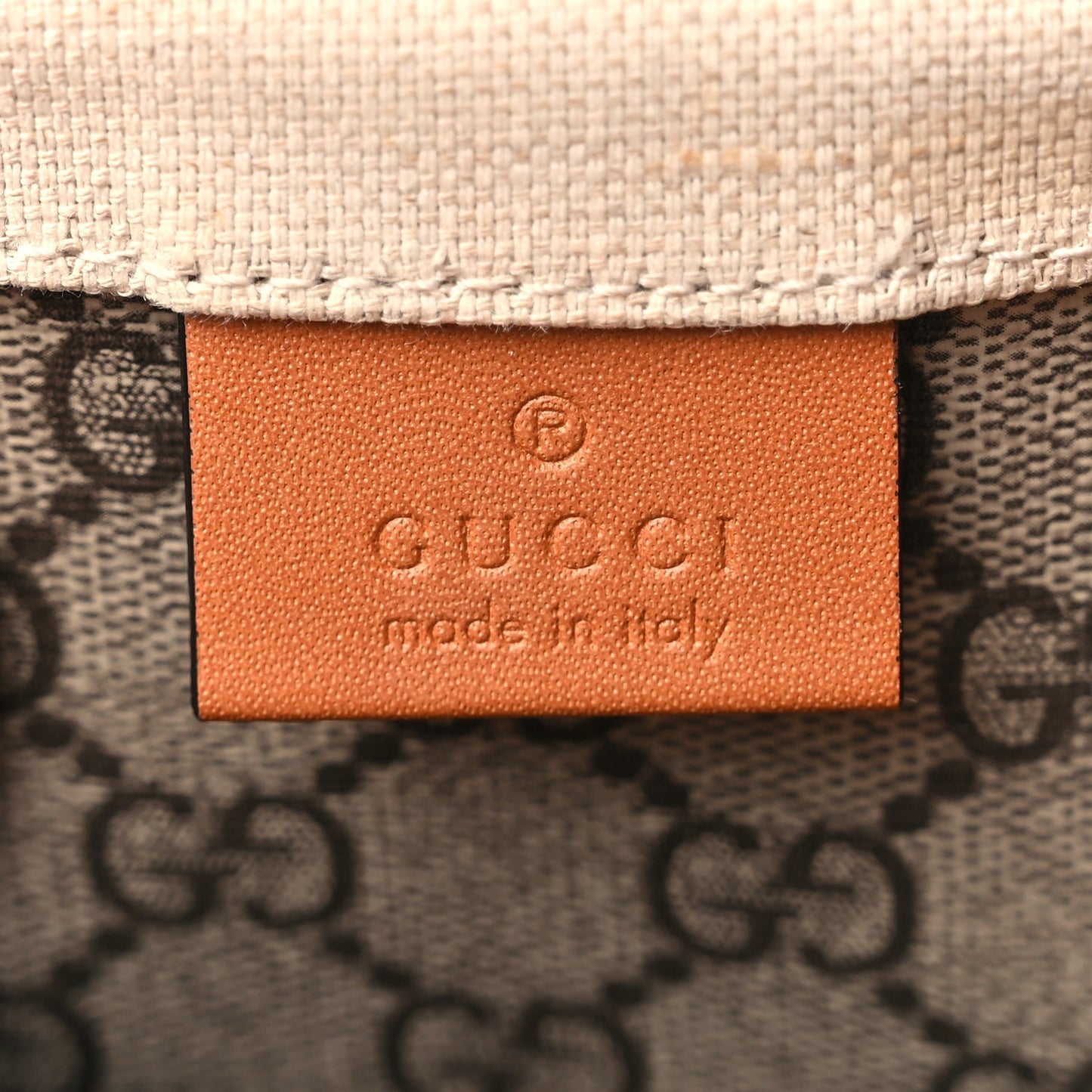 Gucci Canvas Calfskin Logo Print Medium Tote Bag Brown
