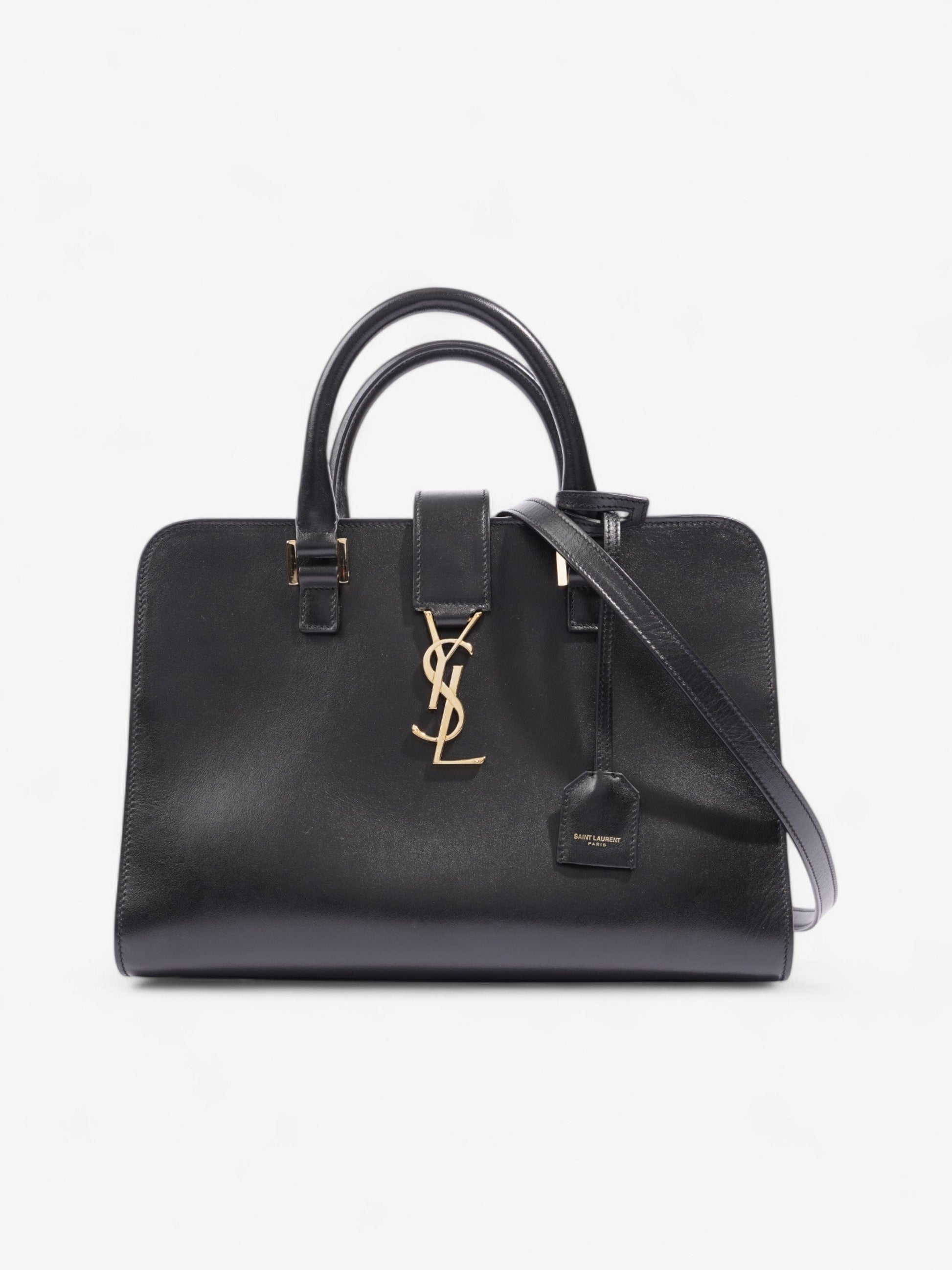 YSL Saint Laurent Cabas Calfskin Crossbody Bag Leather Black Small