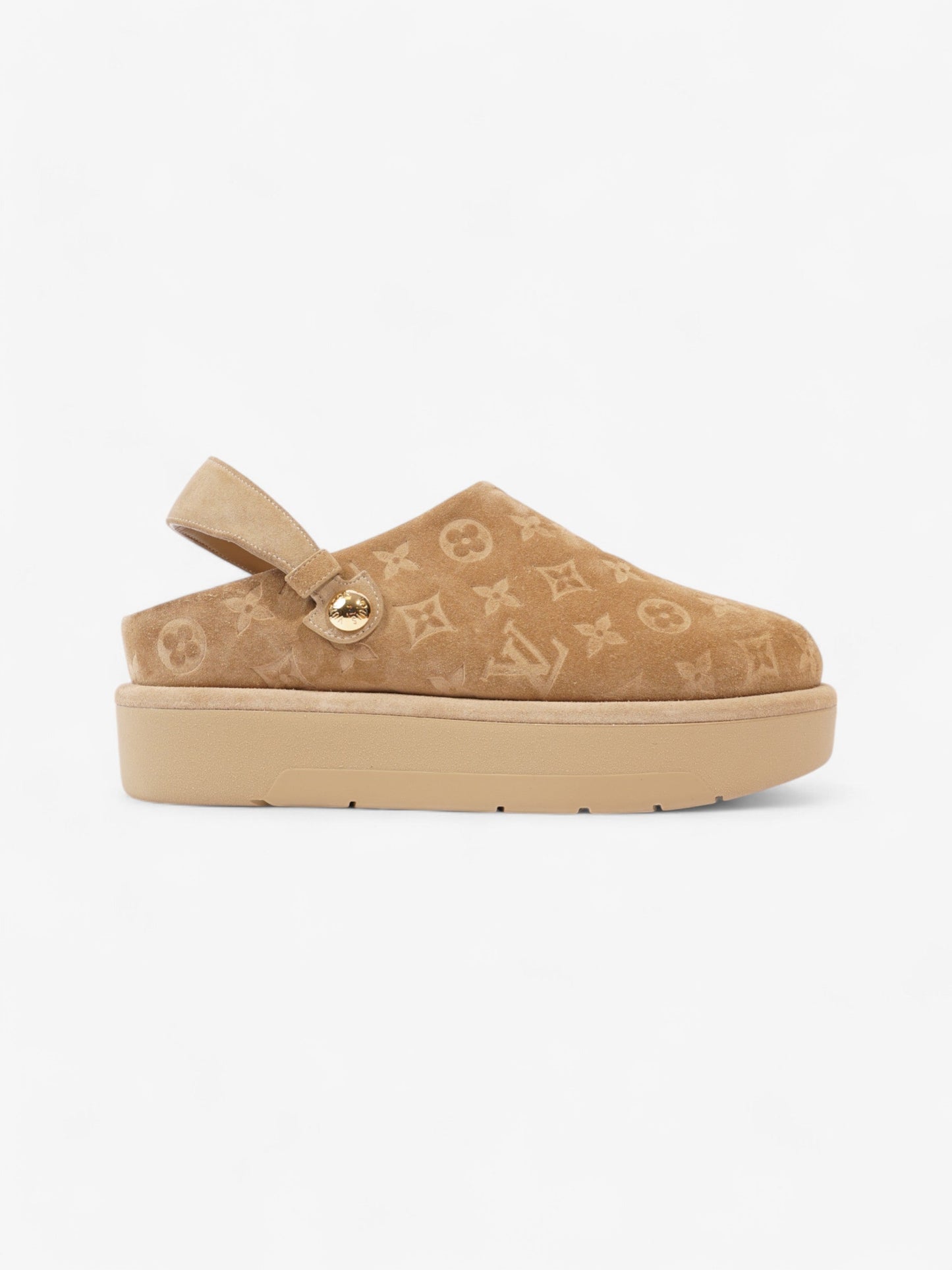 Louis Vuitton Aspen Platform Clogs Suede EU Beige Handbag