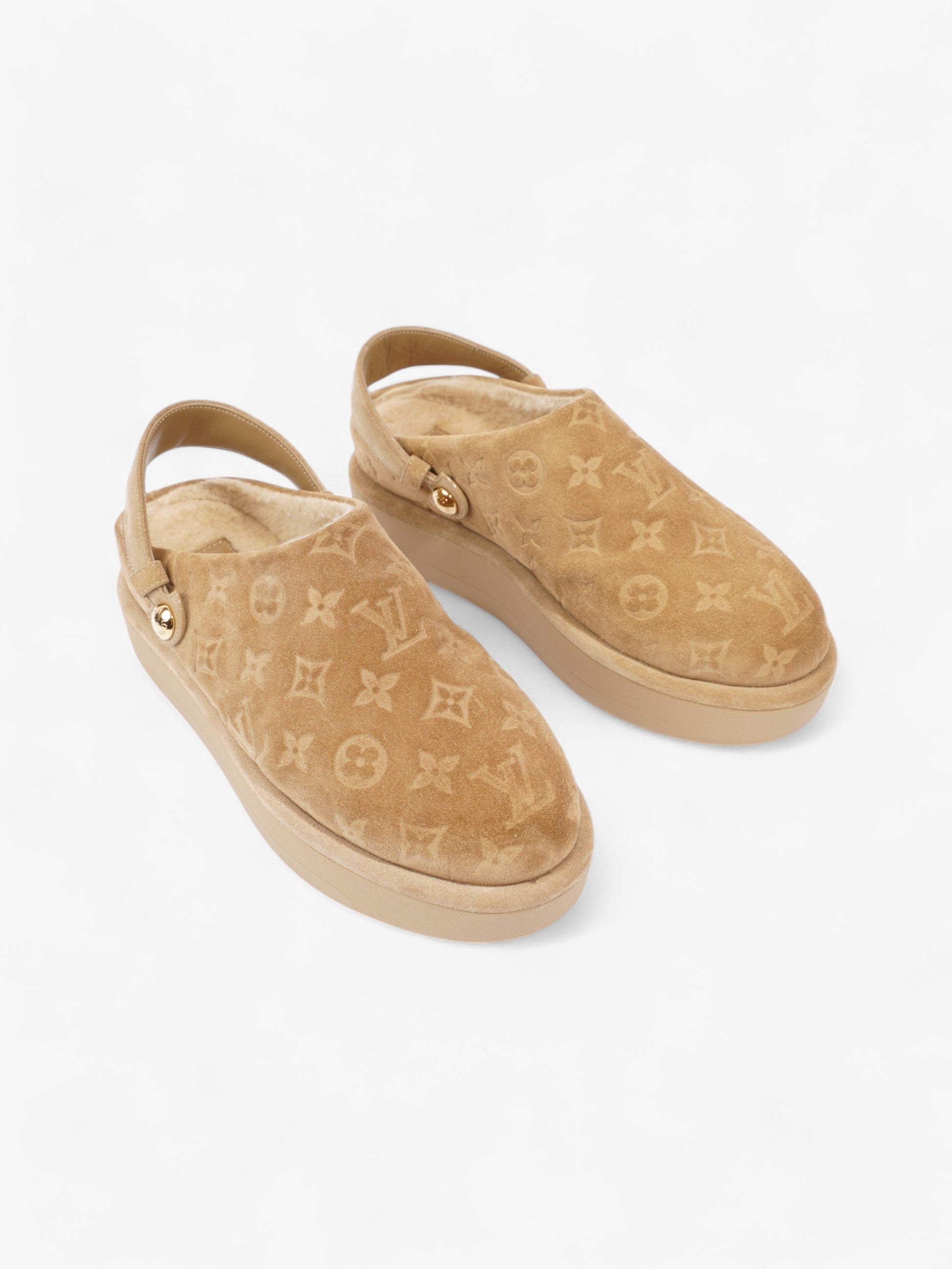 Louis Vuitton Aspen Platform Clogs Suede EU Beige Handbag
