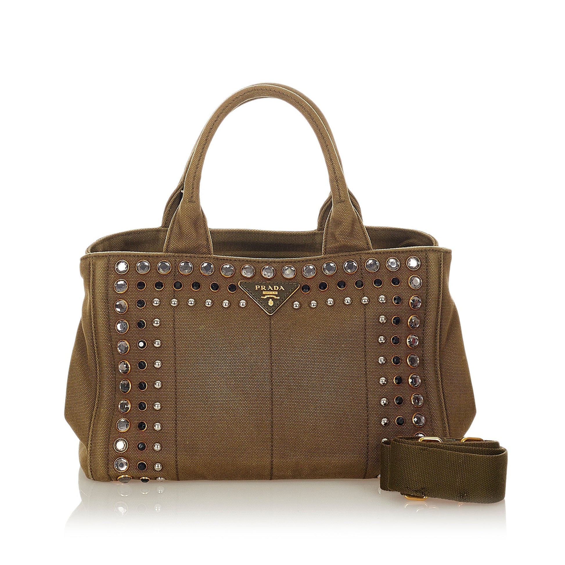 Prada Canapa Studded Satchel Canvas Satchel Bag Satchel Uptvf2Xot8Se7W72Ayr 1