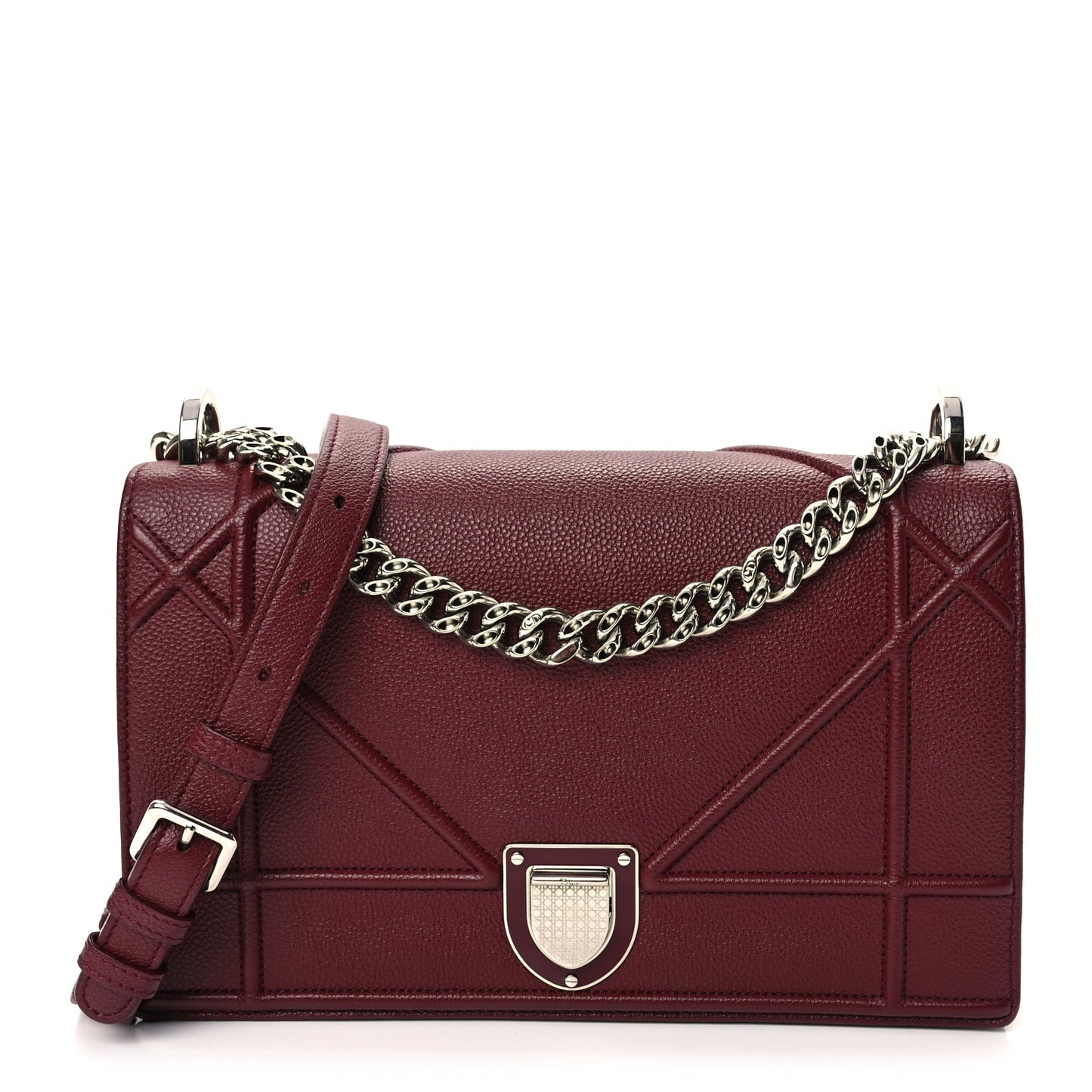 Dior Crossbody Bag Christian Grained Calfskin ama Bag Leather Red Medium