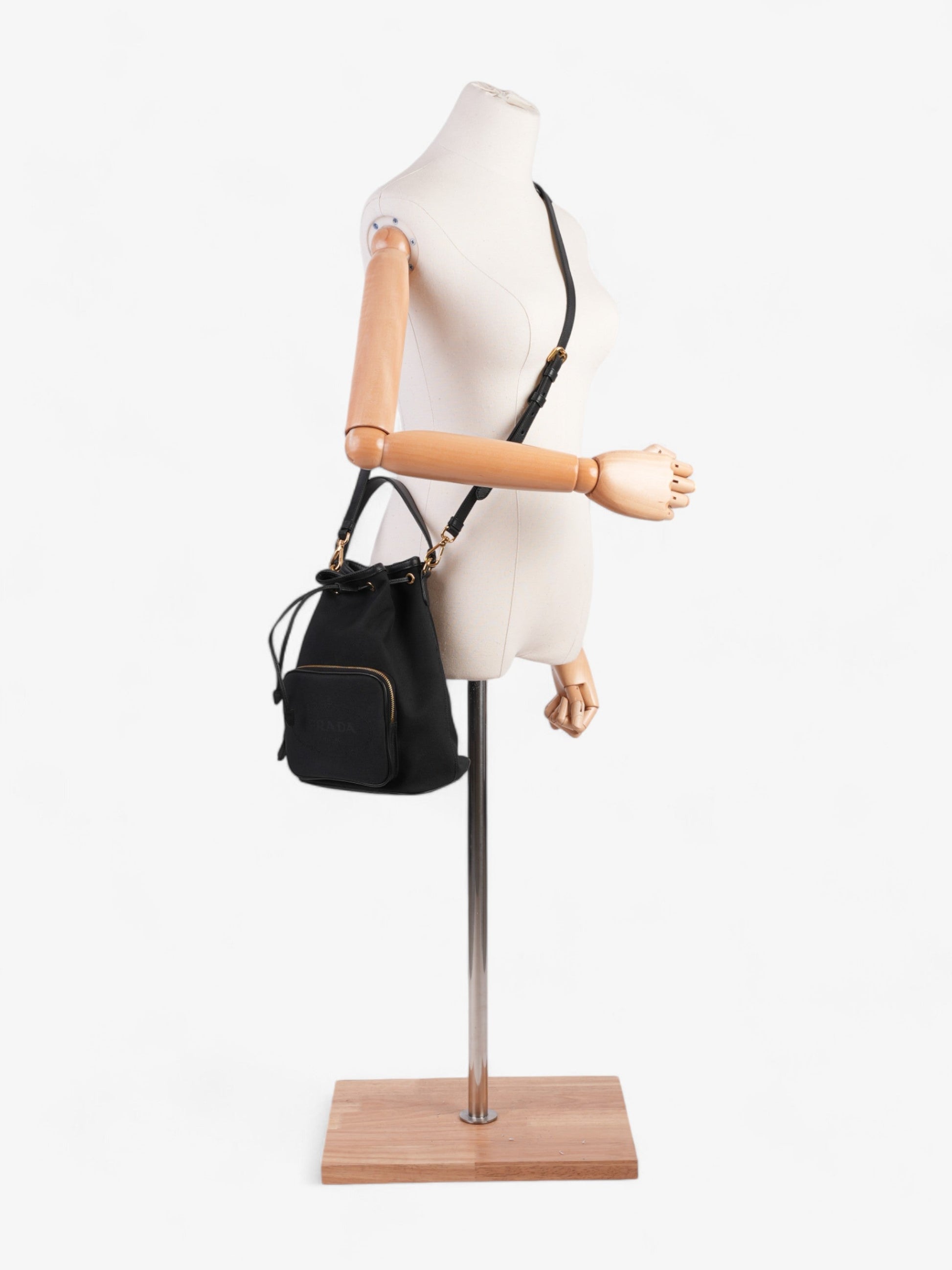Prada Duet Bag Canvas Black Bucket Bucket Bag