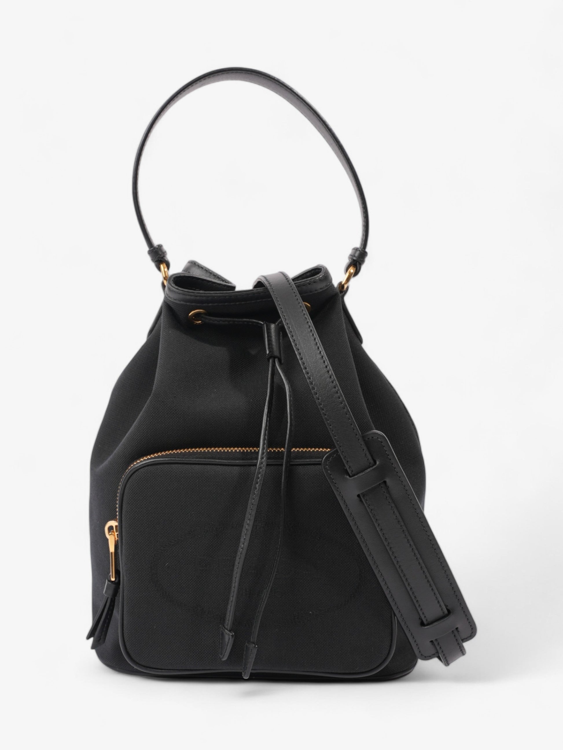 Prada Duet Bag Canvas Black Bucket Bucket Bag