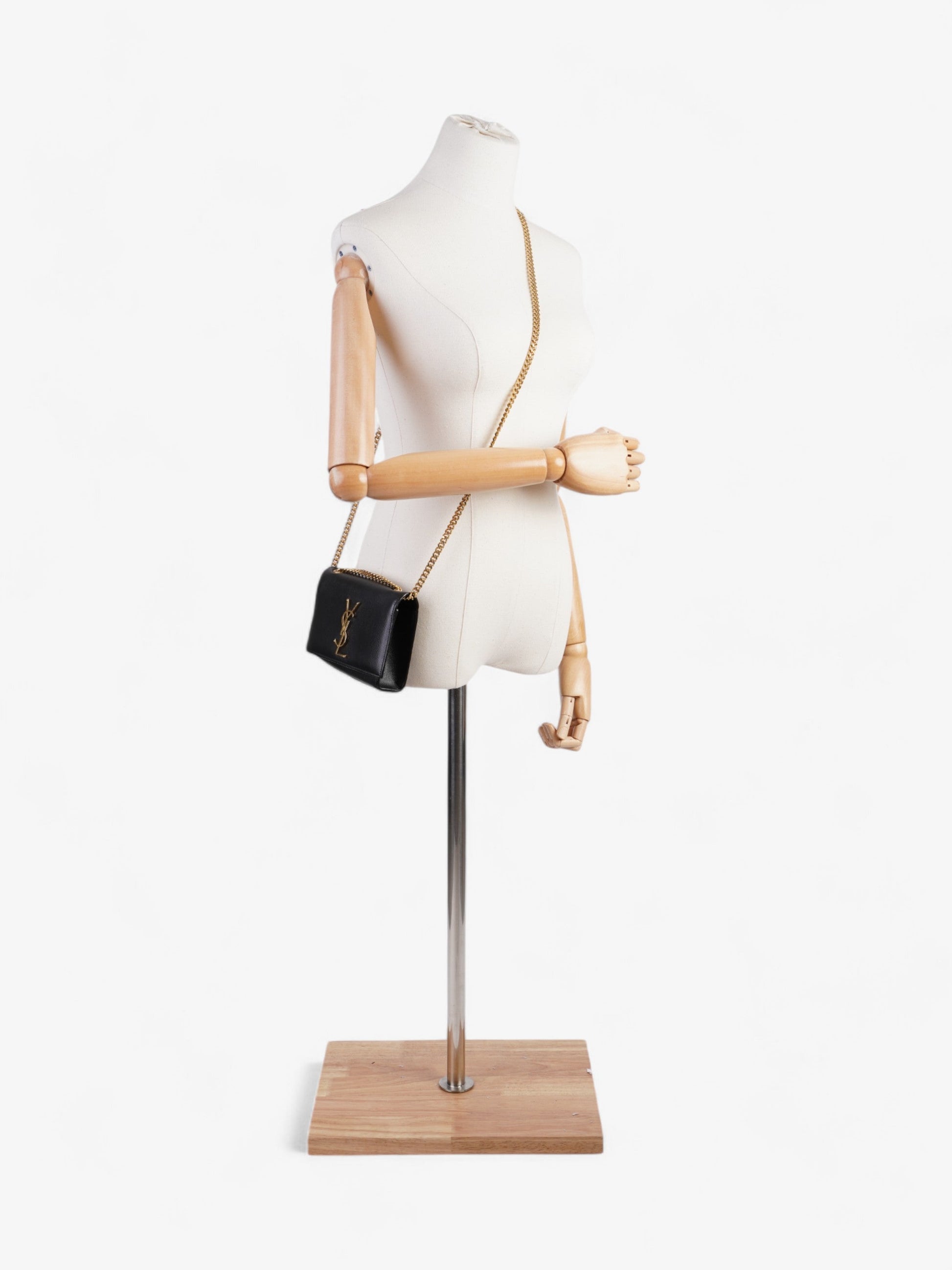 YSL Saint Laurent Kate Grained Crossbody Bag Leather Black Small