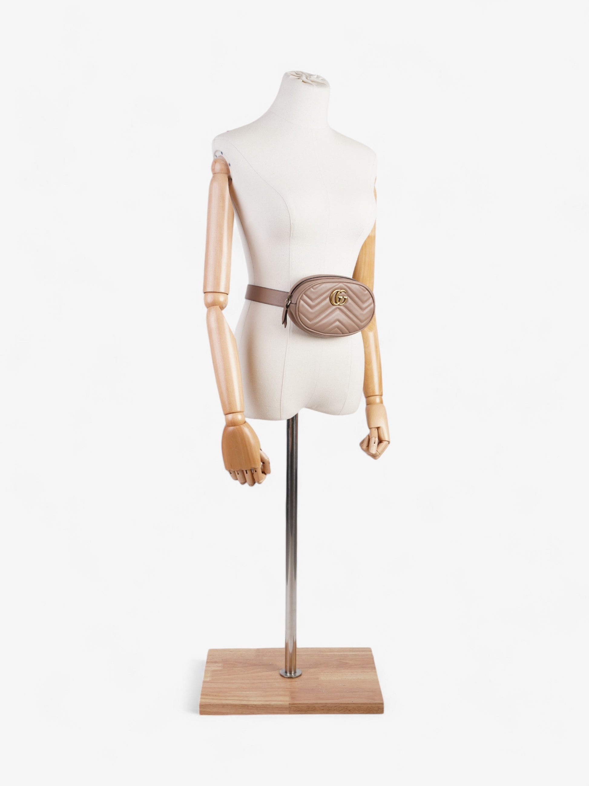 Gucci Marmont Belt Bag Porcelain Rose Leather Matelasse Accessory