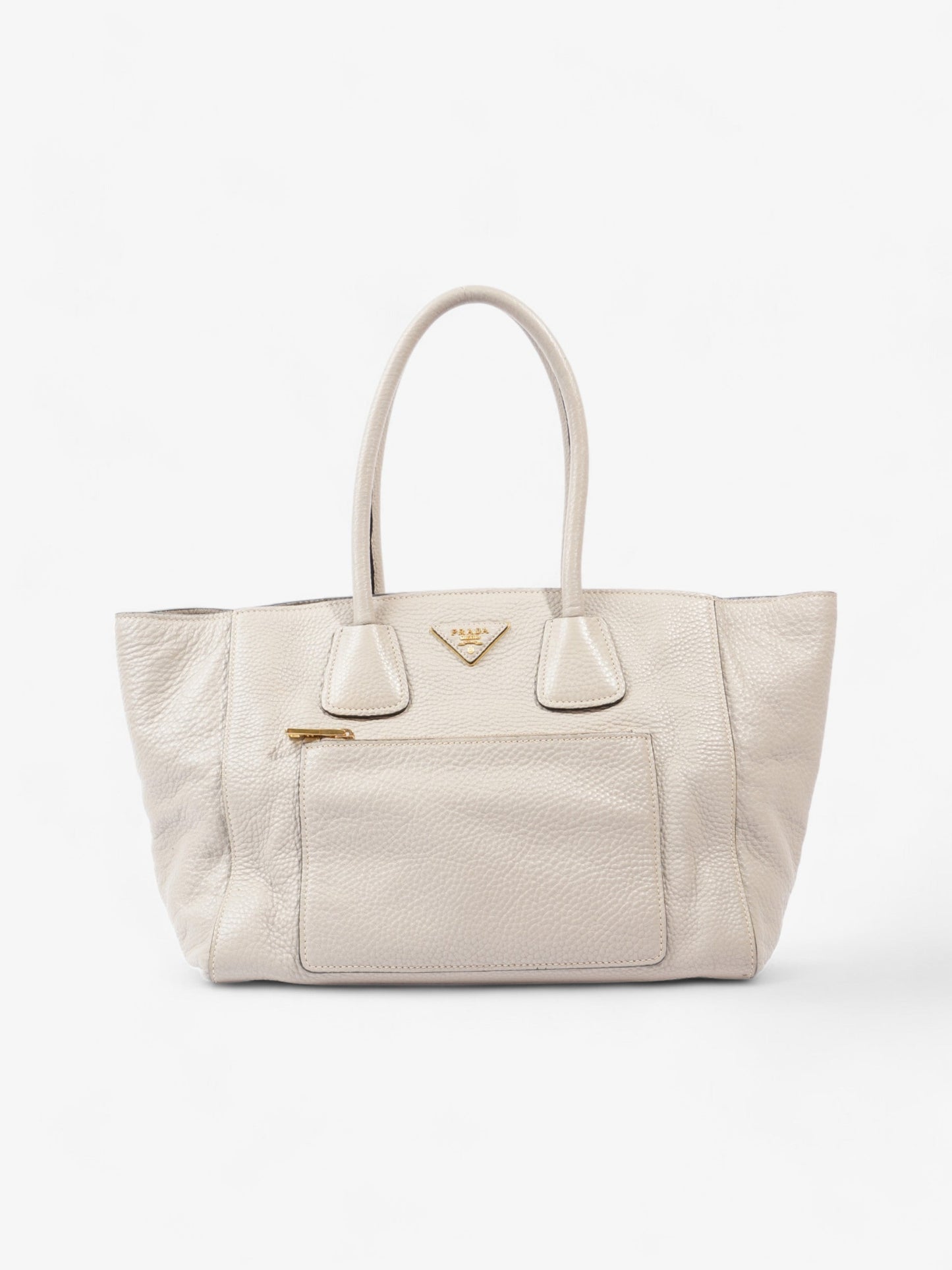 Prada Shopping Tote Grey Leather Gray Shoulder Bag
