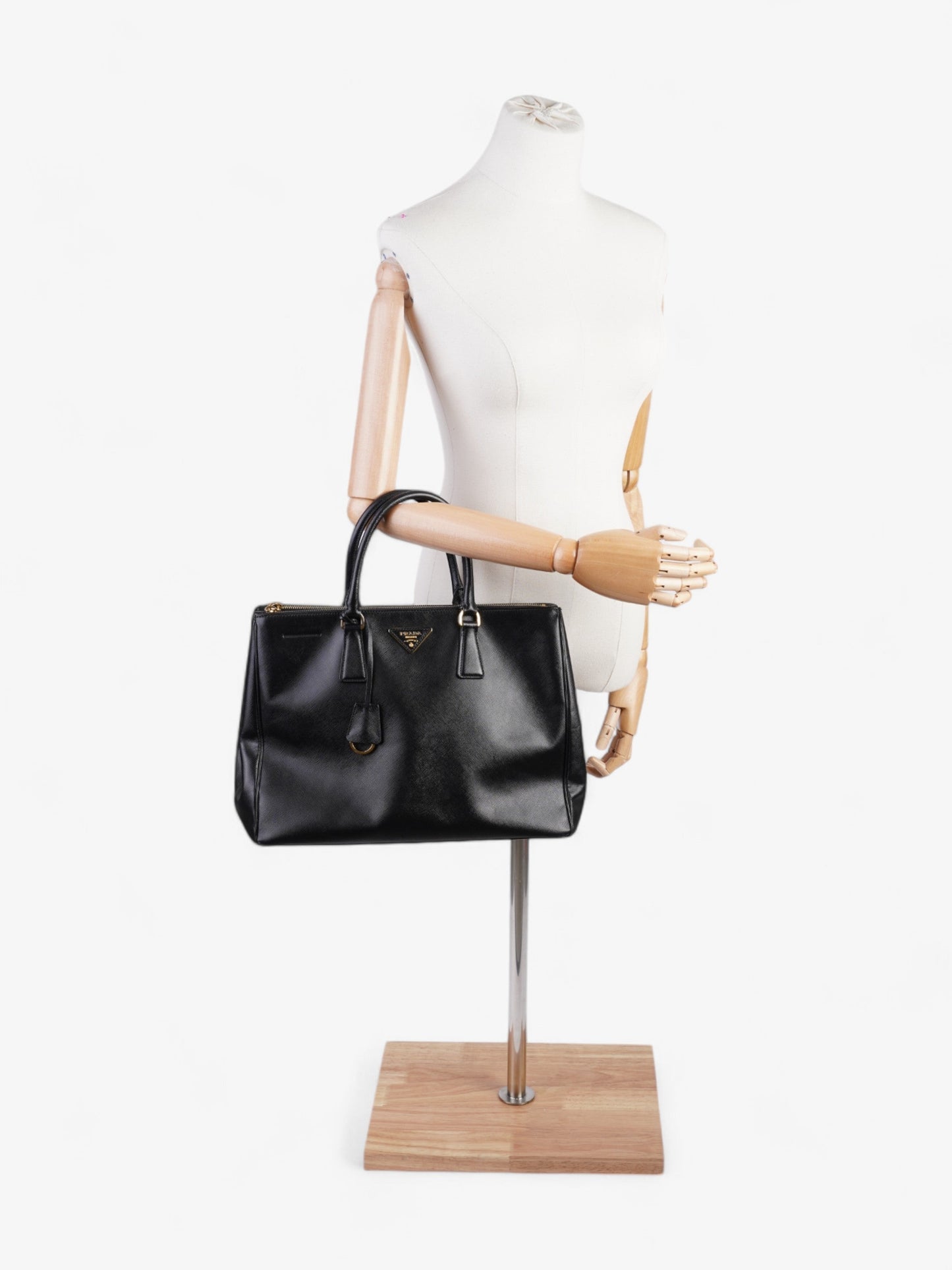 Prada Galleria Double Tote Leather Saffiano Black Tote Bag