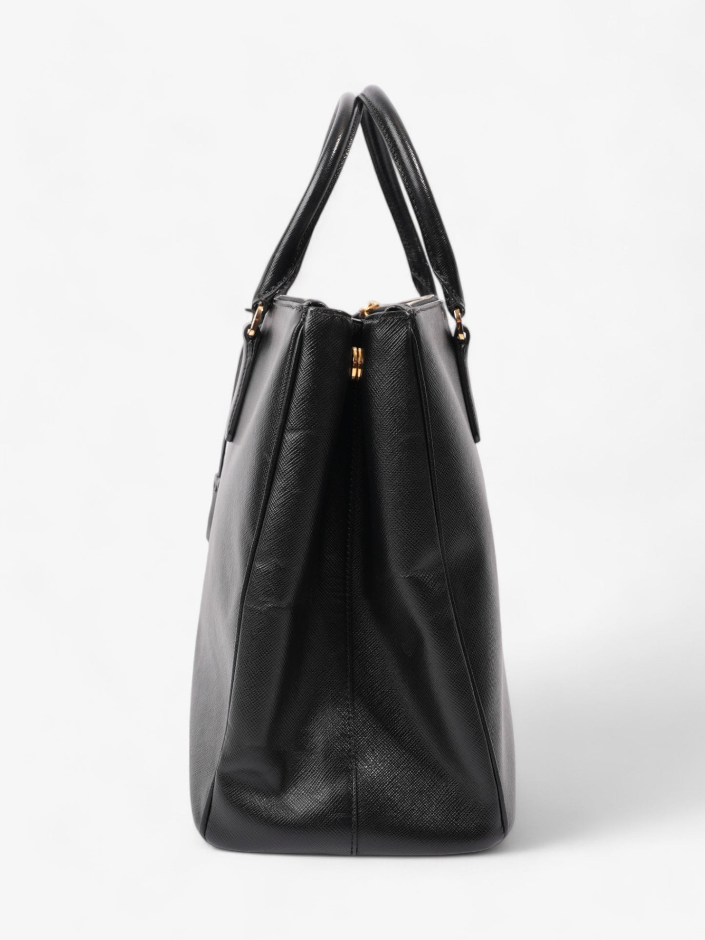 Prada Galleria Double Tote Leather Saffiano Black Tote Bag
