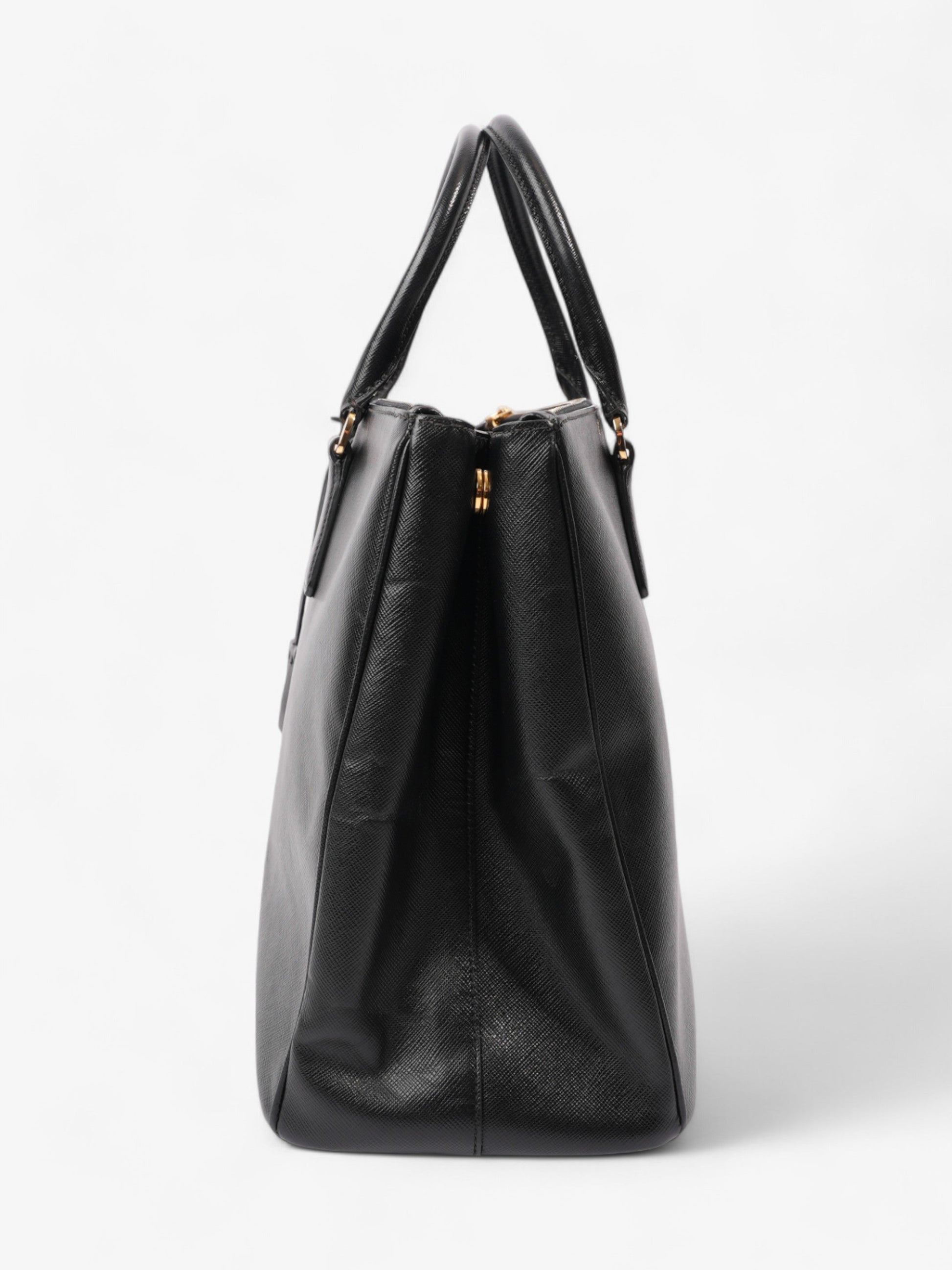 Prada Galleria Double Tote Leather Saffiano Black Tote Bag