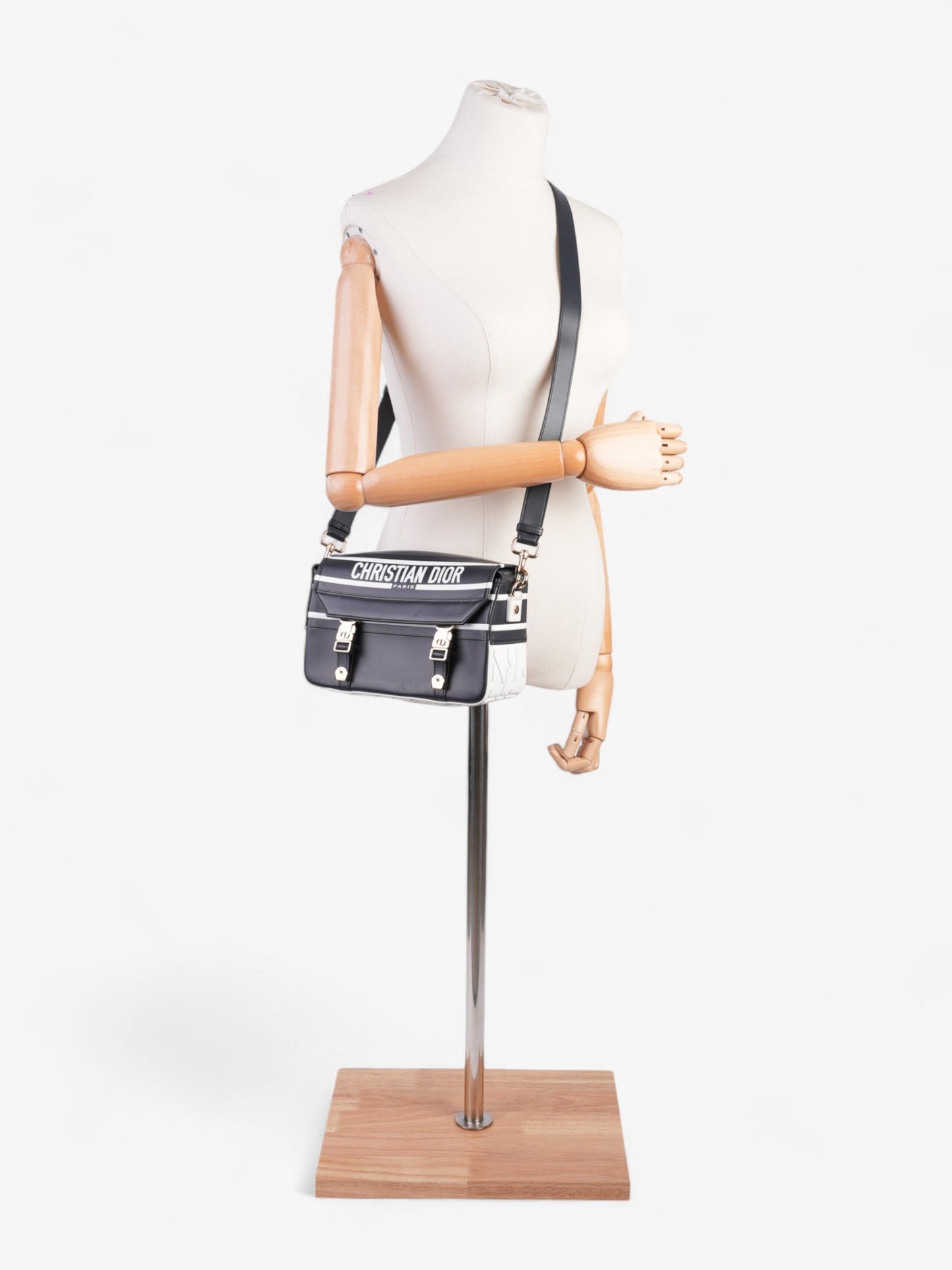 Dior Christian camp Bag Leather White Navy Shoulder Bag