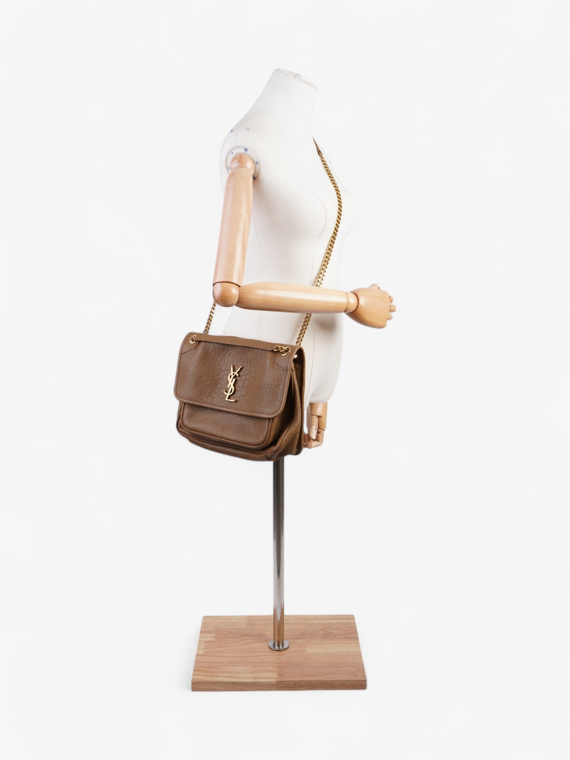 YSL Saint Laurent Niki Dark Cork Crossbody Bag Leather Lambskin Medium