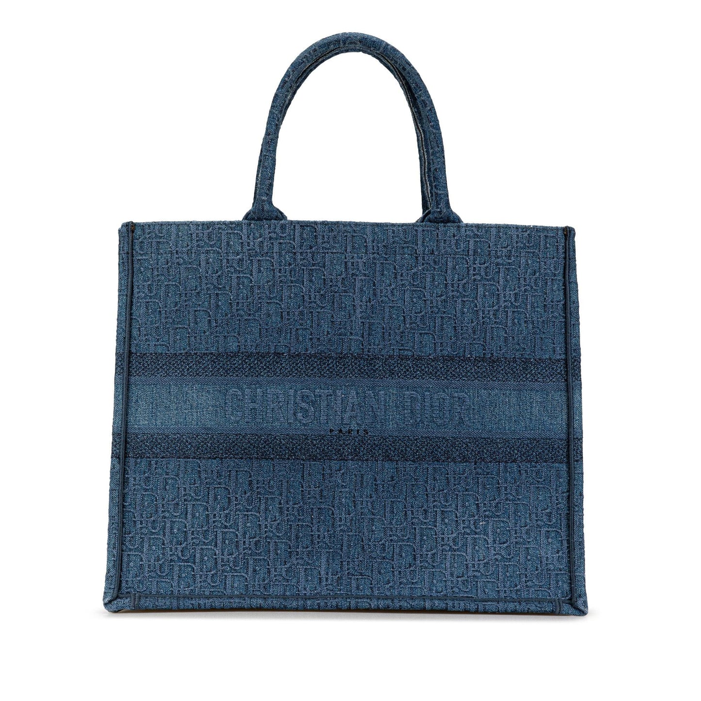 Dior Handbag Oblique Book Tote Denim Blue Large Tote Bag