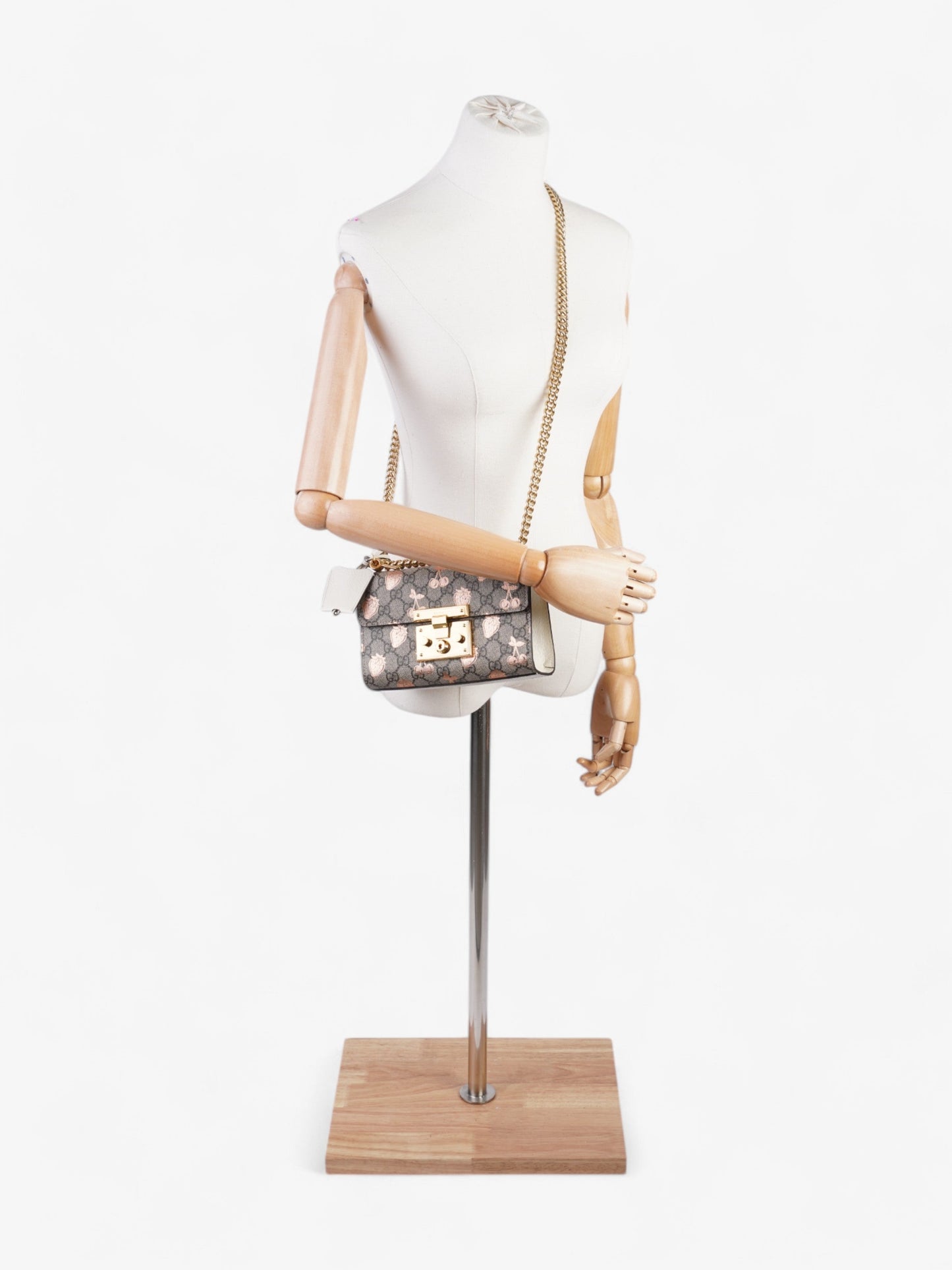 Gucci Padlock Berry Shoulder Bag Supreme Rose Canvas Gold