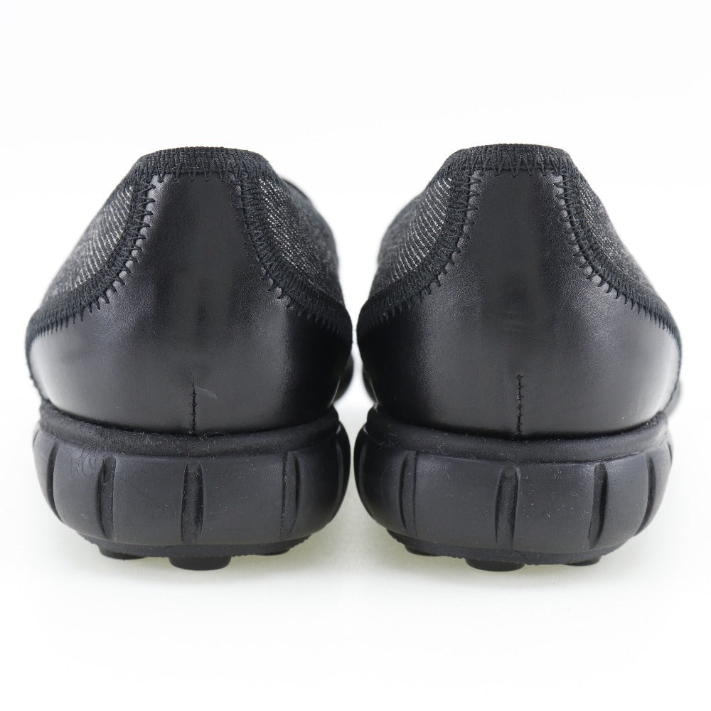 CHANEL loafers denim black COCO Button Women 36 1/2  