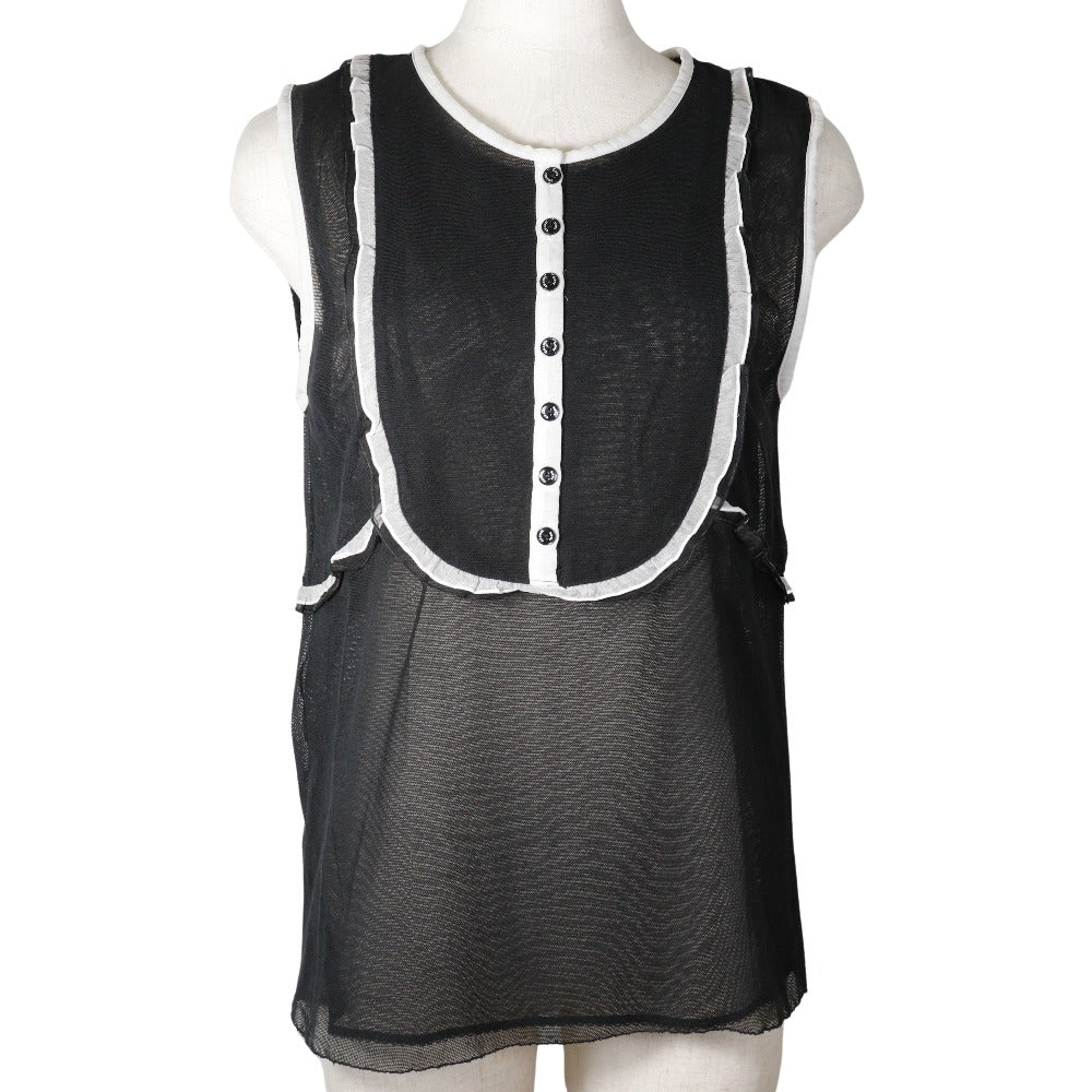 Chanel Tank top cotton 07P No sleeve Black Handbag