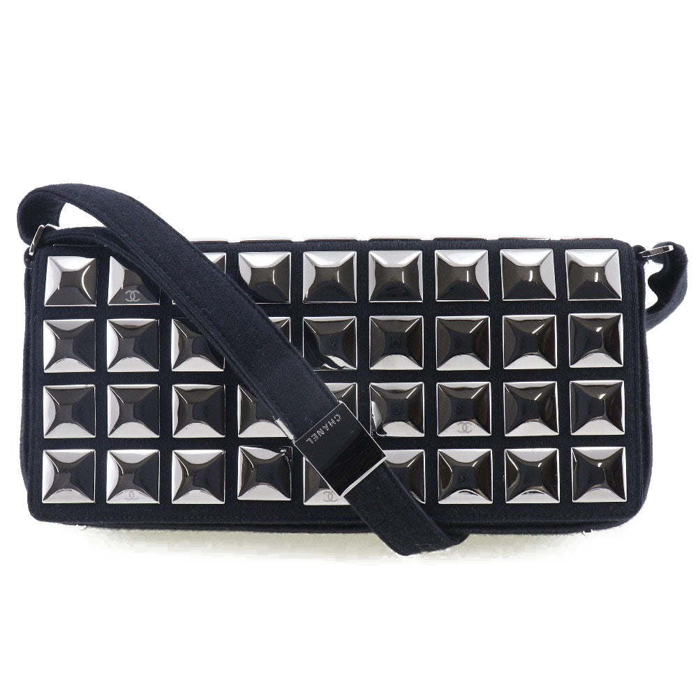 Chanel cotton Ice cube Chocolate bar Black Shoulder Bag