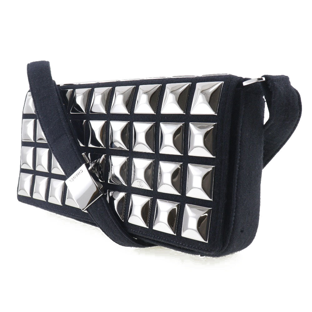 Chanel cotton Ice cube Chocolate bar Black Shoulder Bag