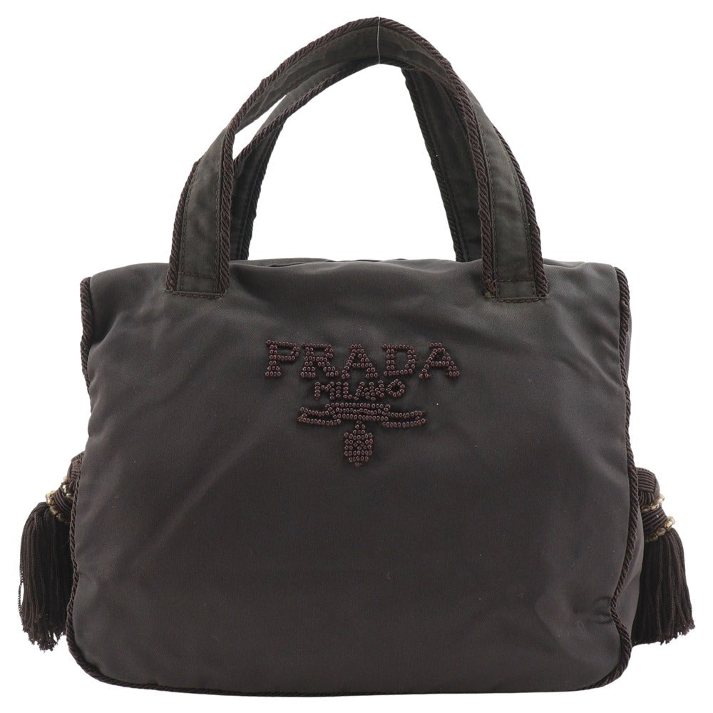 Prada Beads Handbag Nylon Logo Travel Bag