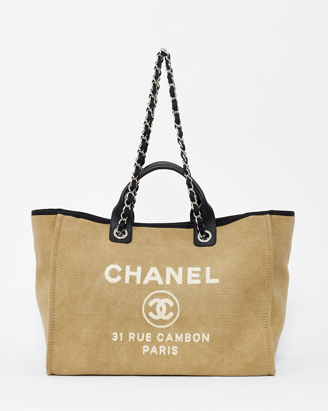 Chanel Beige Canvas Logo Large Deauville Jewelry