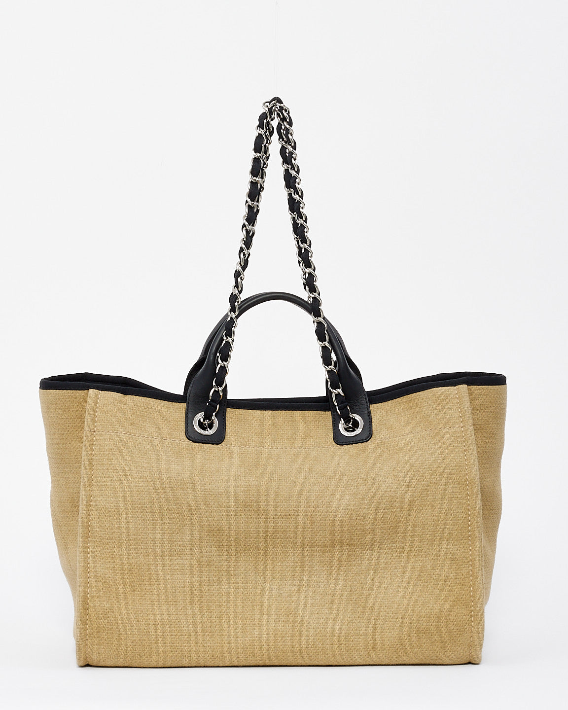 Chanel Beige Canvas Logo Large Deauville Jewelry