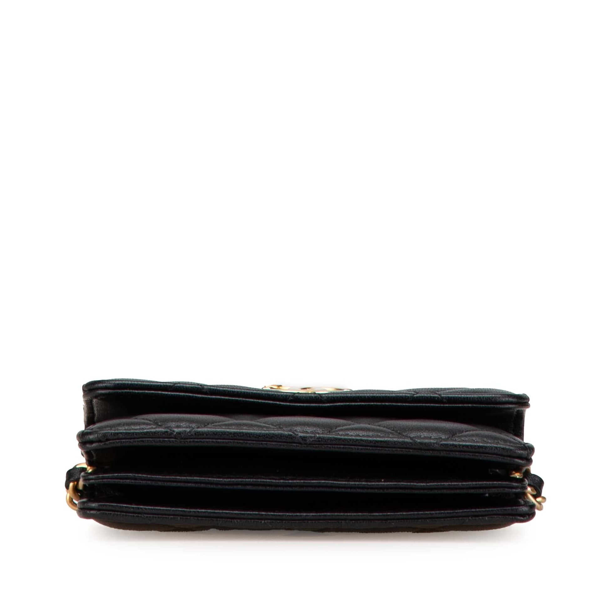 Black Chanel Quilted Lambskin Pearl Crown Clutch On Chain Satchel